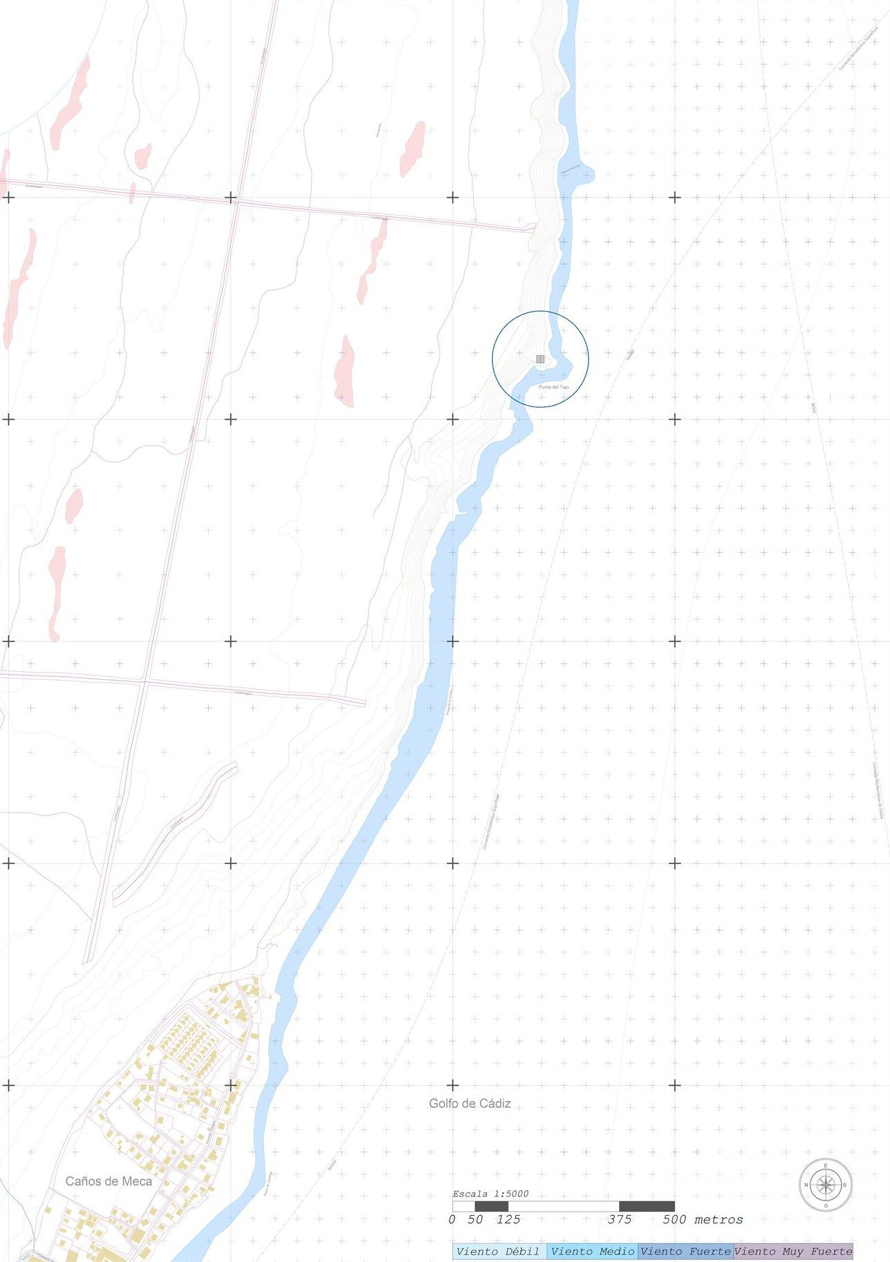 Plano de emplazamiento en el frente costero de Barbate