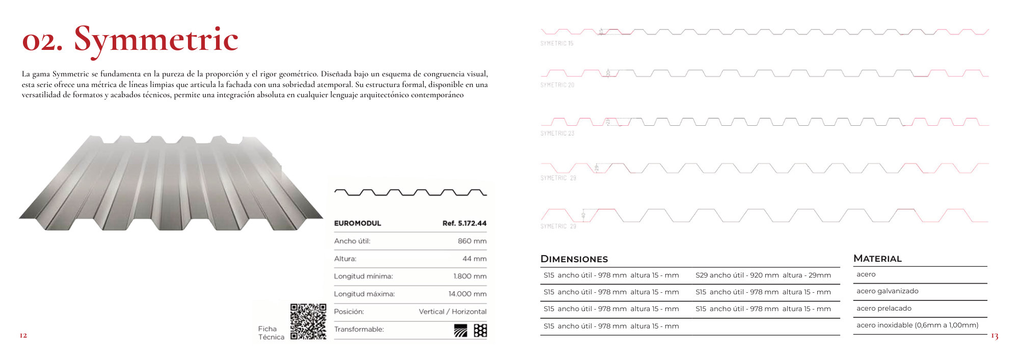 Ficha de producto: perfil, dimensiones y materiales